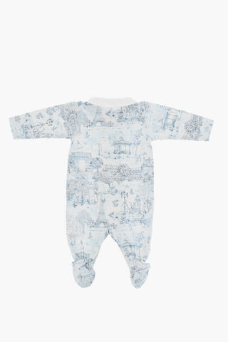 Romper Suit Hat and DOU DOU Set with Toile de Jouy Motif