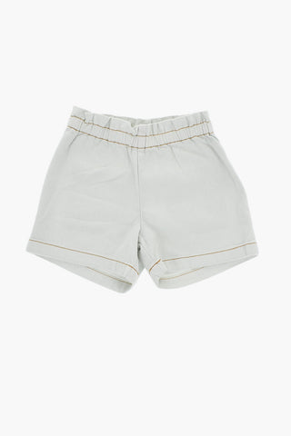 Cotton Twill Shorts with Visible Stitching