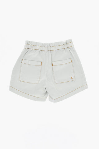 Cotton Twill Shorts with Visible Stitching