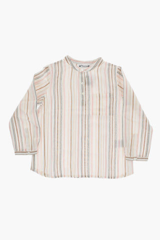 Striped ARTISTE Mandarin Shirt with 3-Buttons
