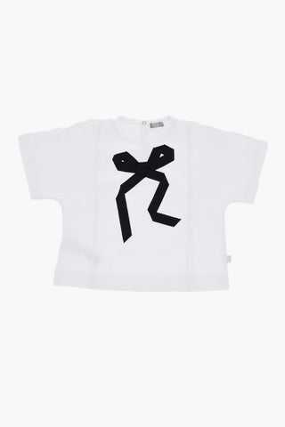 T-Shirt Oversize con Applicazione Fiocco
