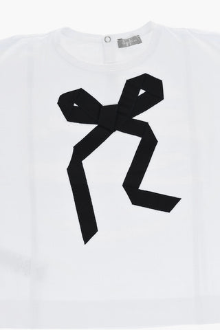 T-Shirt Oversize con Applicazione Fiocco