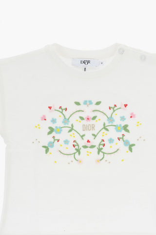 Cotton T-Shirt with Floral Embroderies