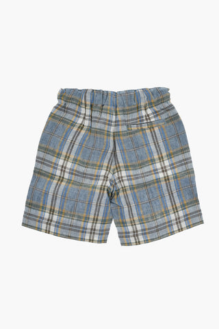 Shorts in Lino con Motivo Tartan