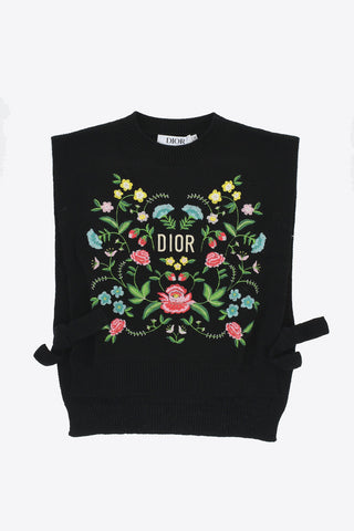 Knitted Vest with Floral Embroderies