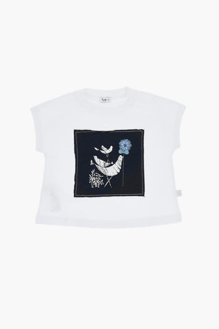 T-Shirt Girocollo con Applicazione Stampata
