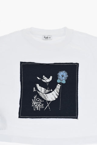 T-Shirt Girocollo con Applicazione Stampata