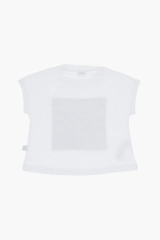 T-Shirt Girocollo con Applicazione Stampata