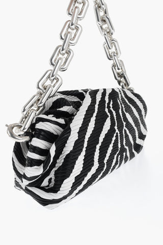 Leather THE CHAIN ZEBRA Bag with Magnetic Closure