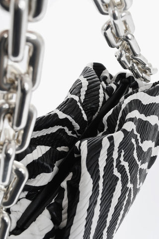 Leather THE CHAIN ZEBRA Bag with Magnetic Closure