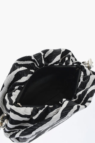 Leather THE CHAIN ZEBRA Bag with Magnetic Closure