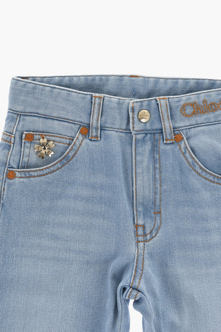 Boot Cut Jeans with Golden Effect Details