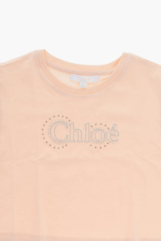 Cotton Cropped T-shirt With Studs