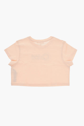 Cotton Cropped T-shirt With Studs