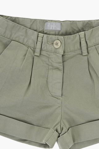 Shorts a Doppia Pince Ad Orlo con Risvolto