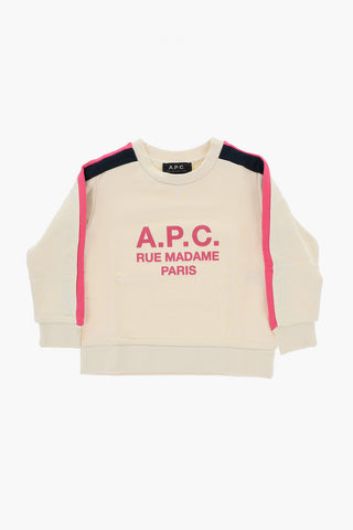 Cotton Crew-neck Sweatshirt with Contrast Side Bands
