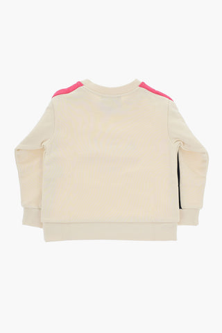 Cotton Crew-neck Sweatshirt with Contrast Side Bands