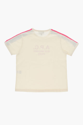 Cotton Crew-neck T-shirt with Contrast Side Bands
