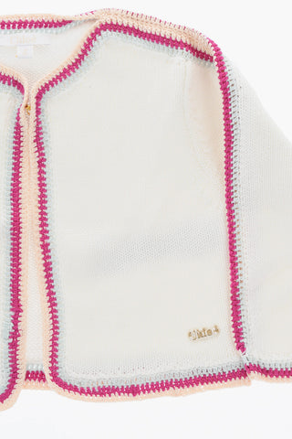 Crochet Cardigan with Metal Logo