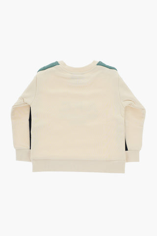 Cotton Crew-neck Sweatshirt with Contrast Side Bands