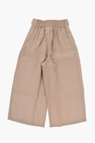 Linen Double Pleated Pants with Belt