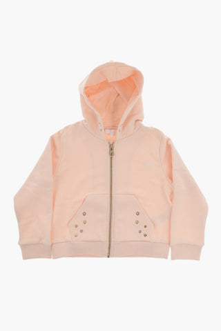 Cotton Hoodie with Eyelets Details
