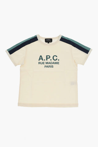 Cotton Crew-neck T-shirt with Contrast Side Bands