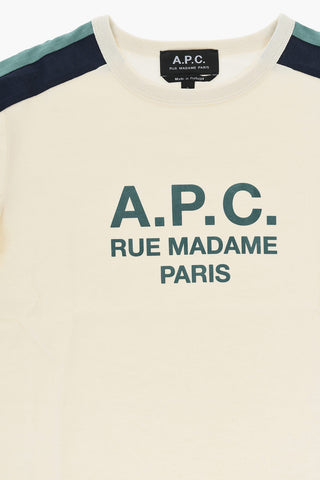 Cotton Crew-neck T-shirt with Contrast Side Bands
