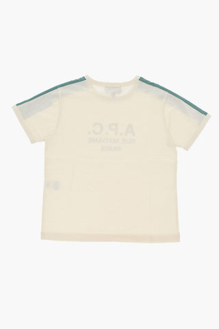 Cotton Crew-neck T-shirt with Contrast Side Bands