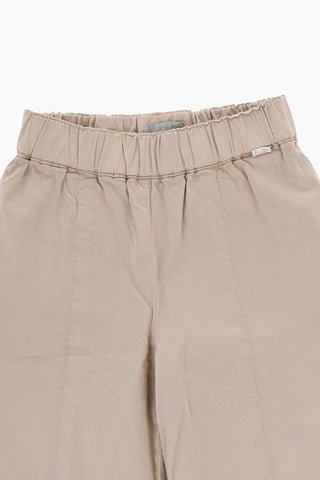 Cotton Stretch Pants with Frayed Hem