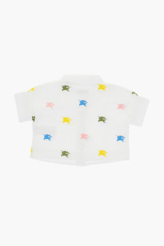 Set Camicia e Pantaloni in Cotone con Ricamo Logo All-Over