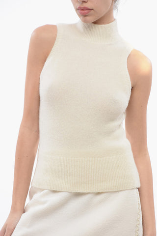 Wool Turtle Neck Sleeveless Sweater