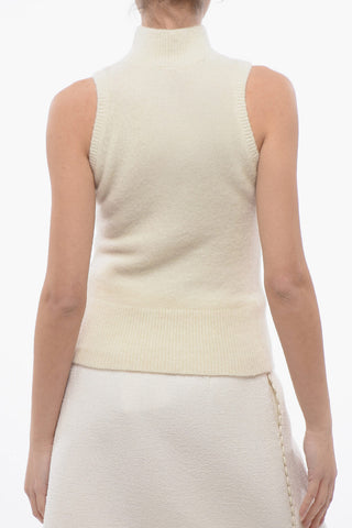 Wool Turtle Neck Sleeveless Sweater