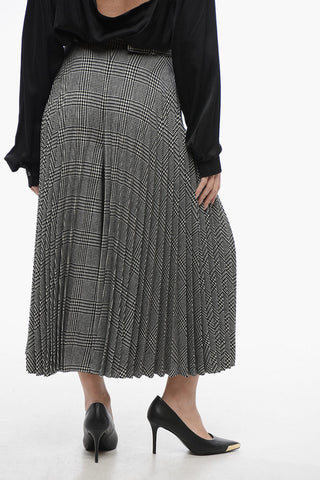 Accordion Wool Blend Gaucho Pants with District Check Pattern