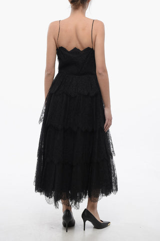 Flared Lace Slip Dress with Flounced Design