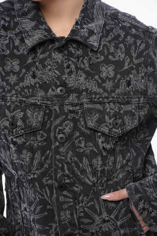 Distressed Detailed TATTOO Denim Jacket