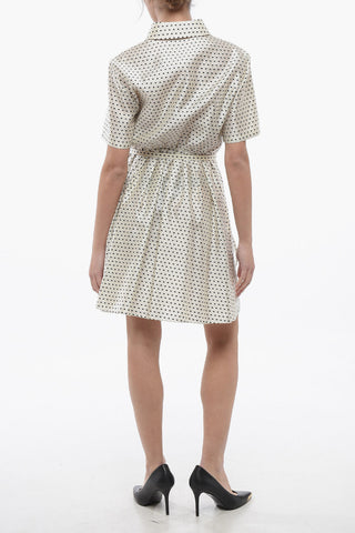 Polka Dot Silk Blend Shirt Dress with Belt