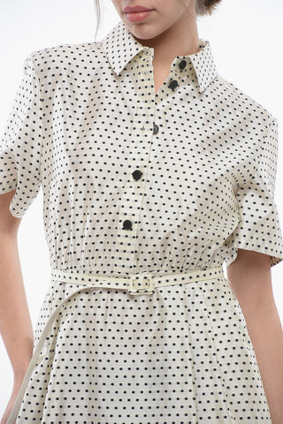 Polka Dot Silk Blend Shirt Dress with Belt