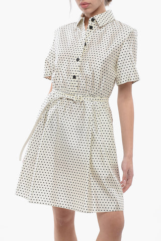 Polka Dot Silk Blend Shirt Dress with Belt