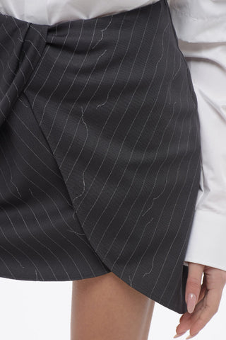 Pinstriped Miniskirt TWIST with Double Layer