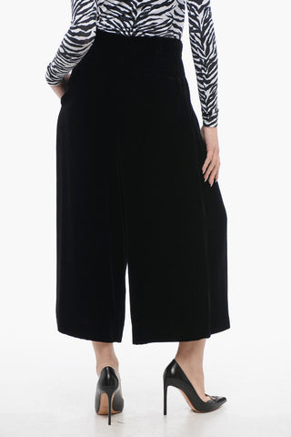 Velour Gaucho Pants with Hidden Closure