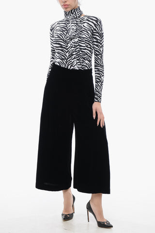 Velour Gaucho Pants with Hidden Closure