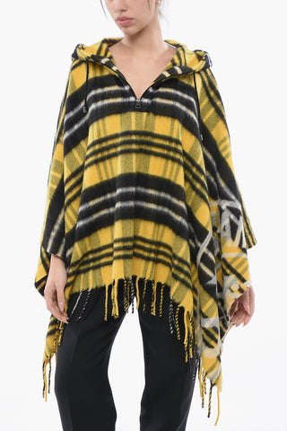 Plaid Check Alpaca Blend Poncho with Hood