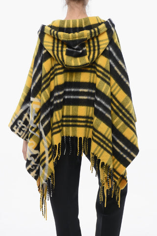 Plaid Check Alpaca Blend Poncho with Hood