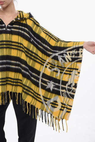 Plaid Check Alpaca Blend Poncho with Hood