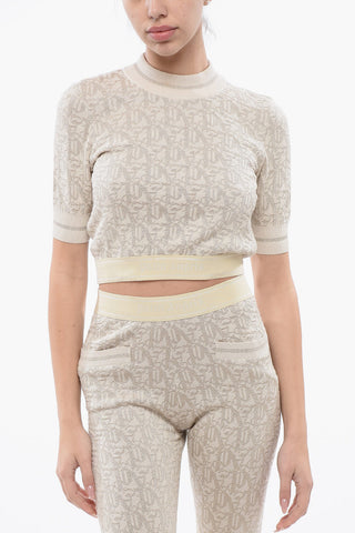 Top Cropped In Jacquard Monogram Con Banda Logata