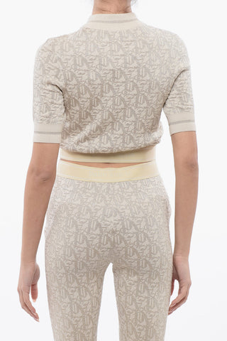 Top Cropped In Jacquard Monogram Con Banda Logata