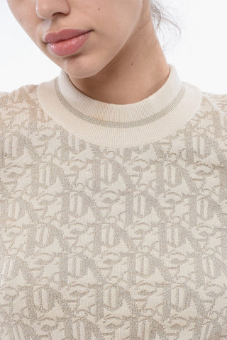 Top Cropped In Jacquard Monogram Con Banda Logata