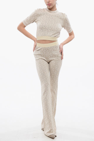 Top Cropped In Jacquard Monogram Con Banda Logata