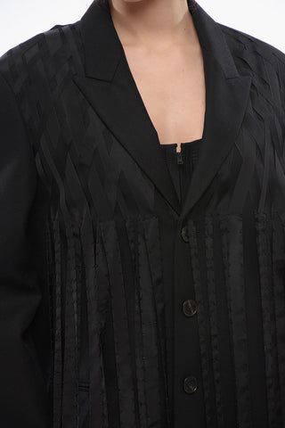 Wool-Blend Coat MANTEAU with Fringes